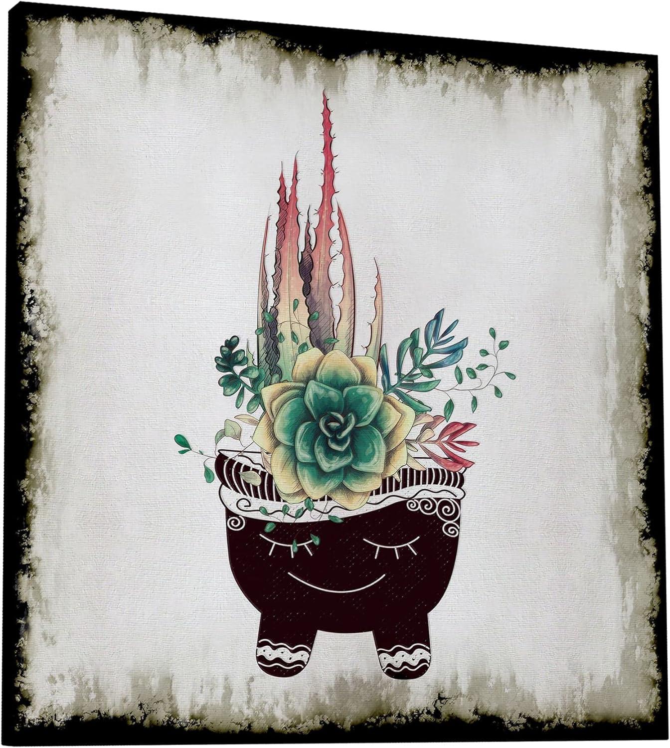image:imageArmen Living Cereus Echeveria Square Wrapped Canvas Wall Art Print 8 x 848 x 48