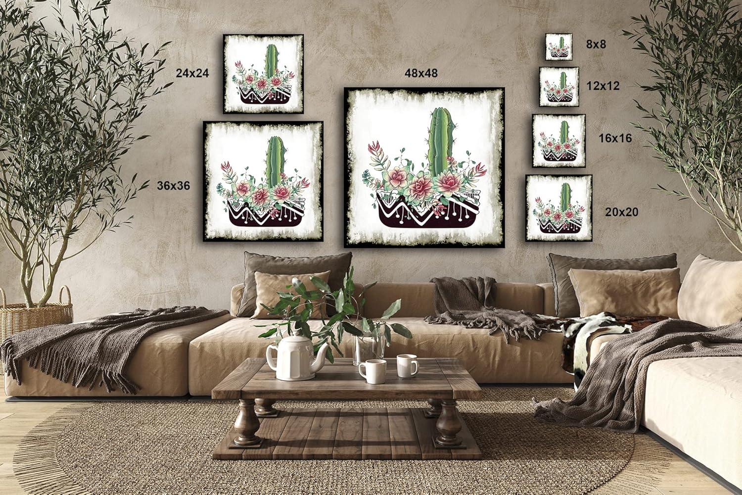 image:imageArmen Living Cereus Sempervivum Square Wrapped Canvas Wall Art Print 48 x 4836 x 36