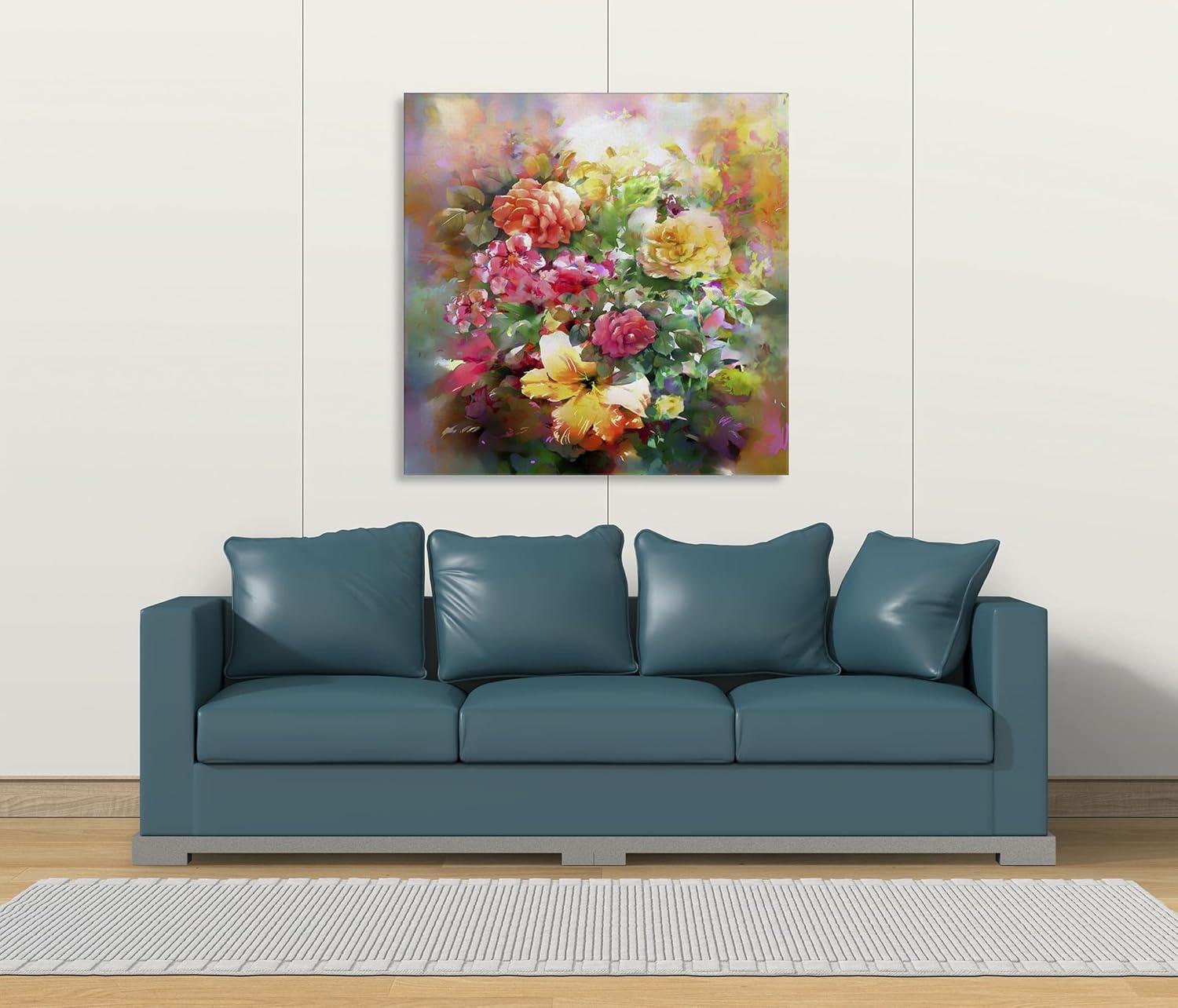 image:imageArmen Living Colorful Mixed Bouquet I Square Wrapped Canvas Wall Art Print 36 x 3624x24