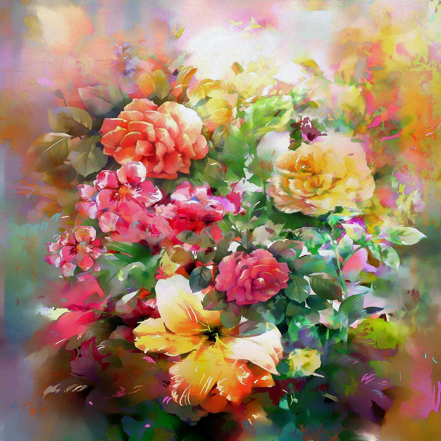 image:imageArmen Living Colorful Mixed Bouquet I Square Wrapped Canvas Wall Art Print 36 x 3624x24