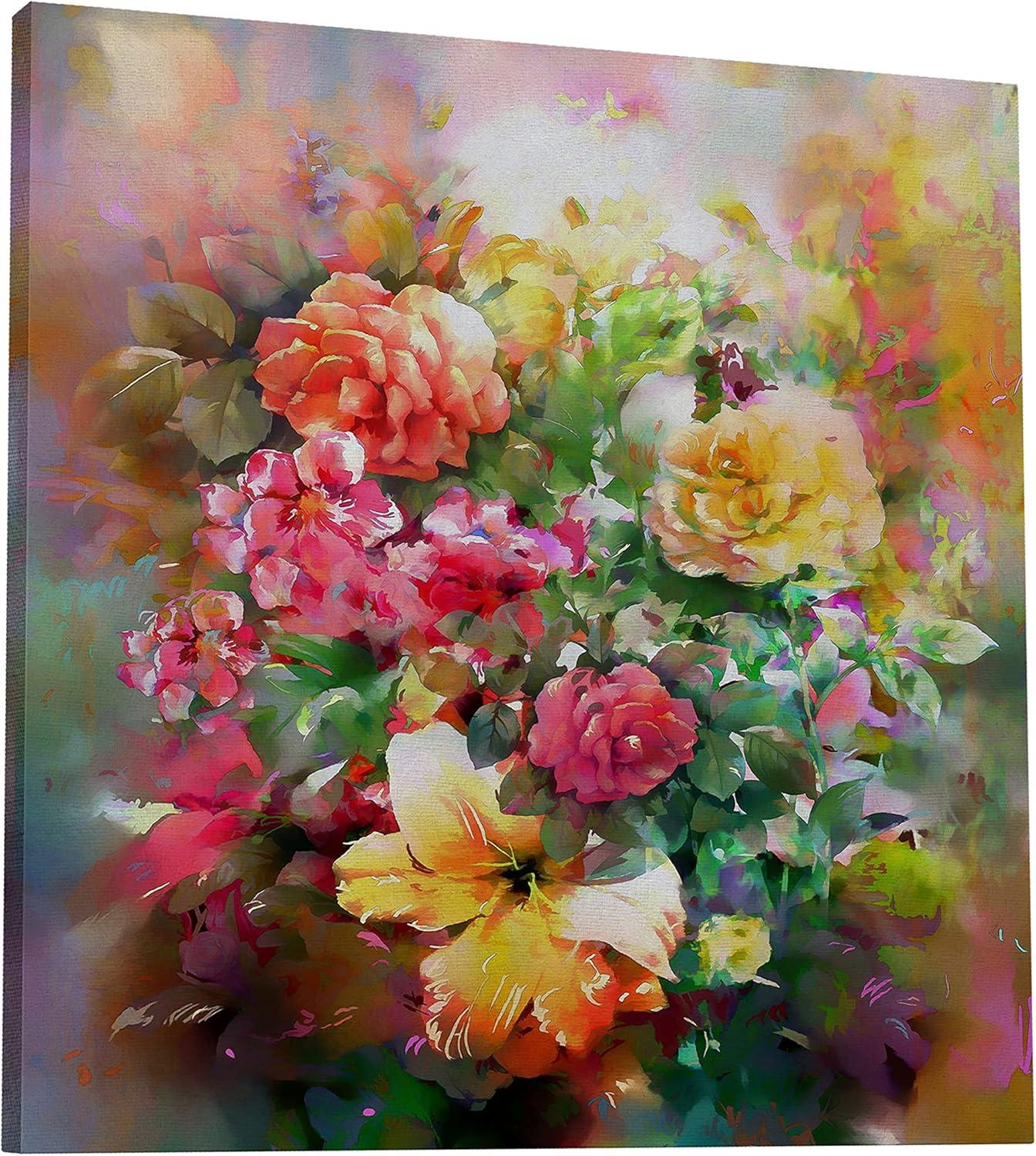 image:imageArmen Living Colorful Mixed Bouquet I Square Wrapped Canvas Wall Art Print 36 x 3636x36
