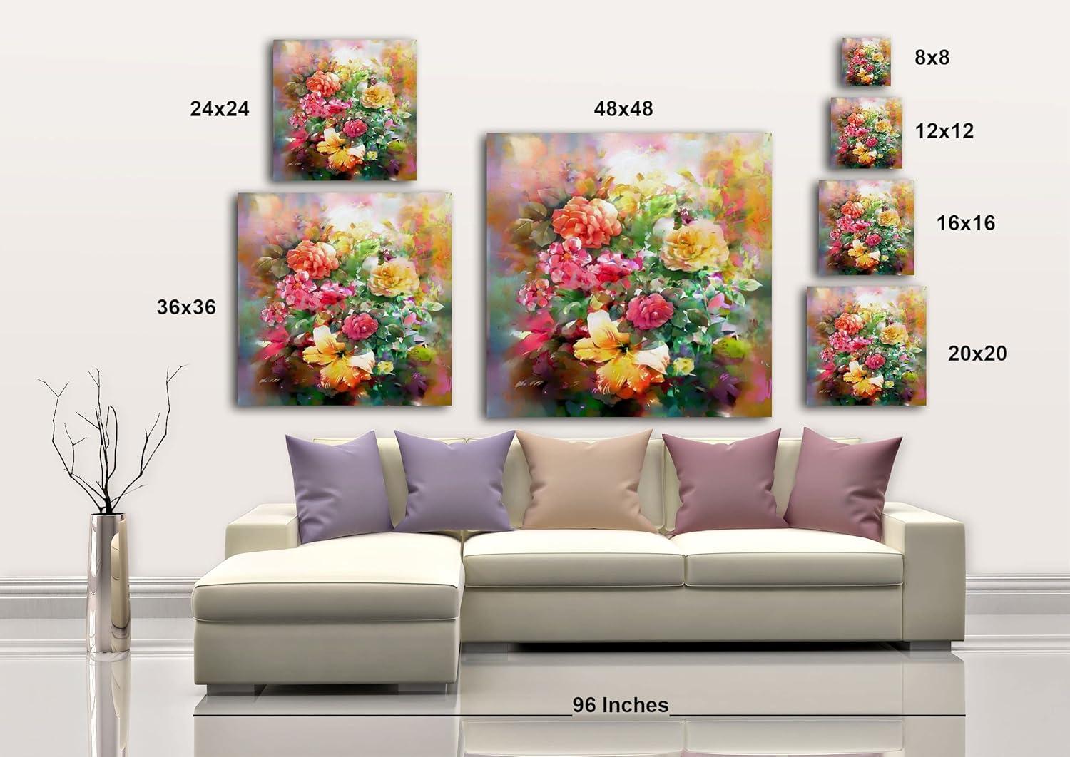 image:imageArmen Living Colorful Mixed Bouquet I Square Wrapped Canvas Wall Art Print 36 x 3636x36