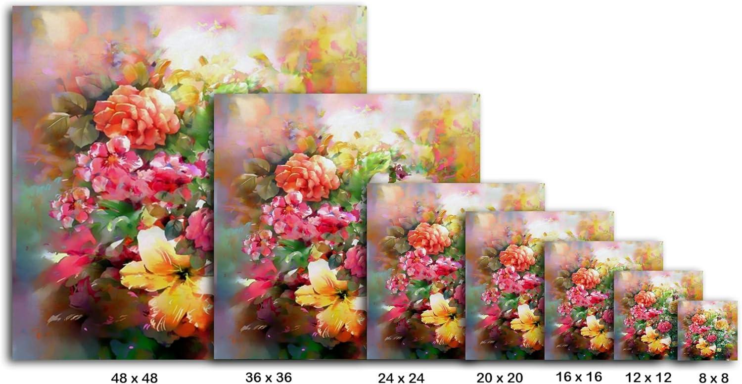 image:imageArmen Living Colorful Mixed Bouquet I Square Wrapped Canvas Wall Art Print 36 x 3648x48