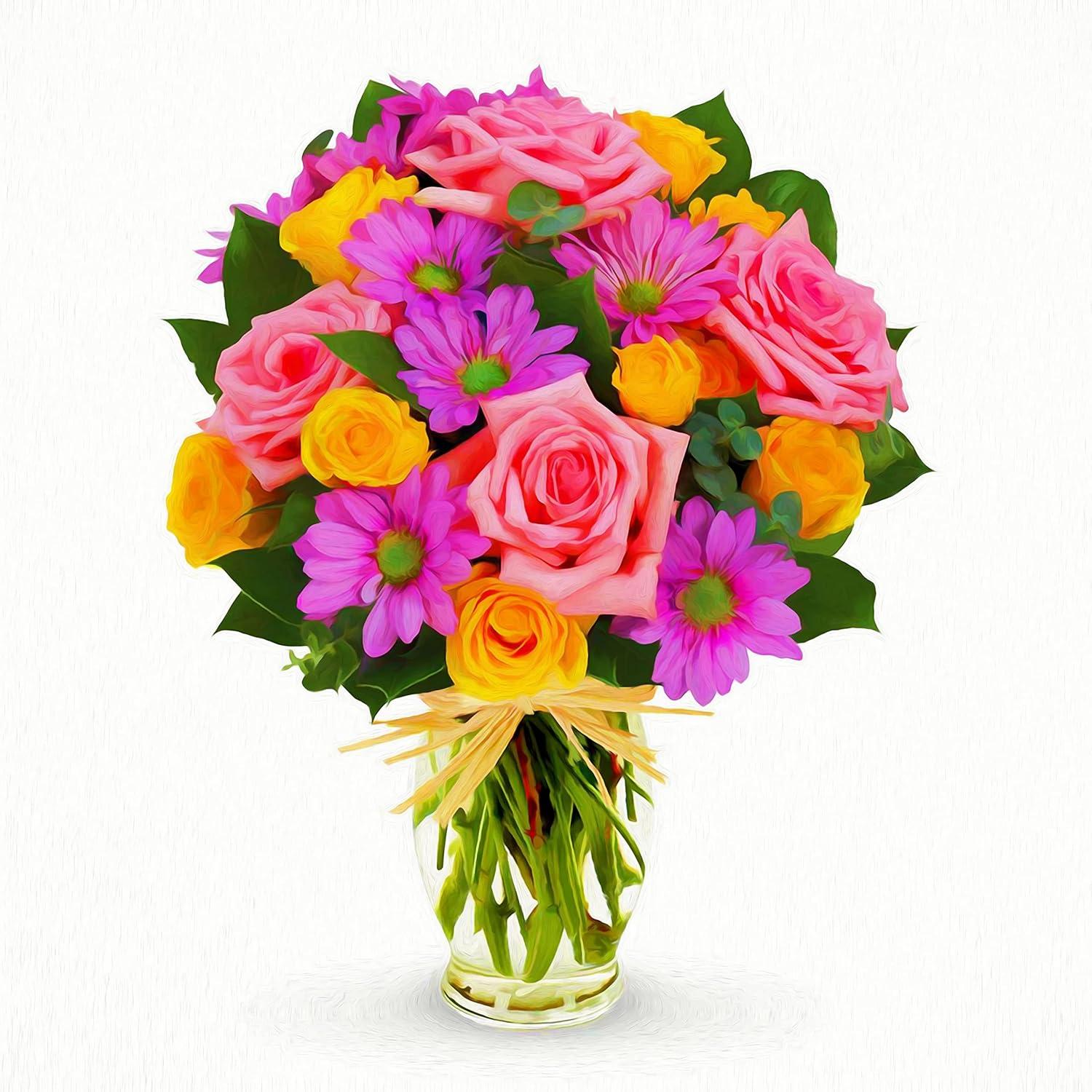 image:imageArmen Living Festive Bouquet I Square Wrapped Canvas Wall Art Print 36 x 3636x36