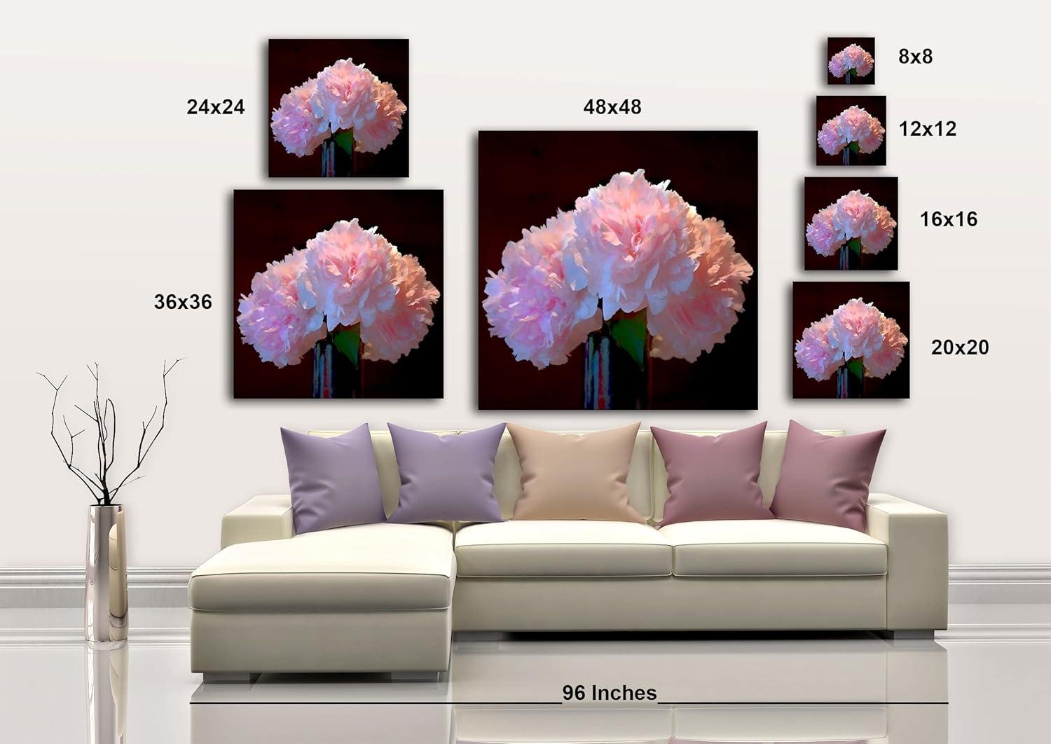image:imageArmen Living Pink Peonies Square Wrapped Canvas Wall Art Print 16 x 168x8
