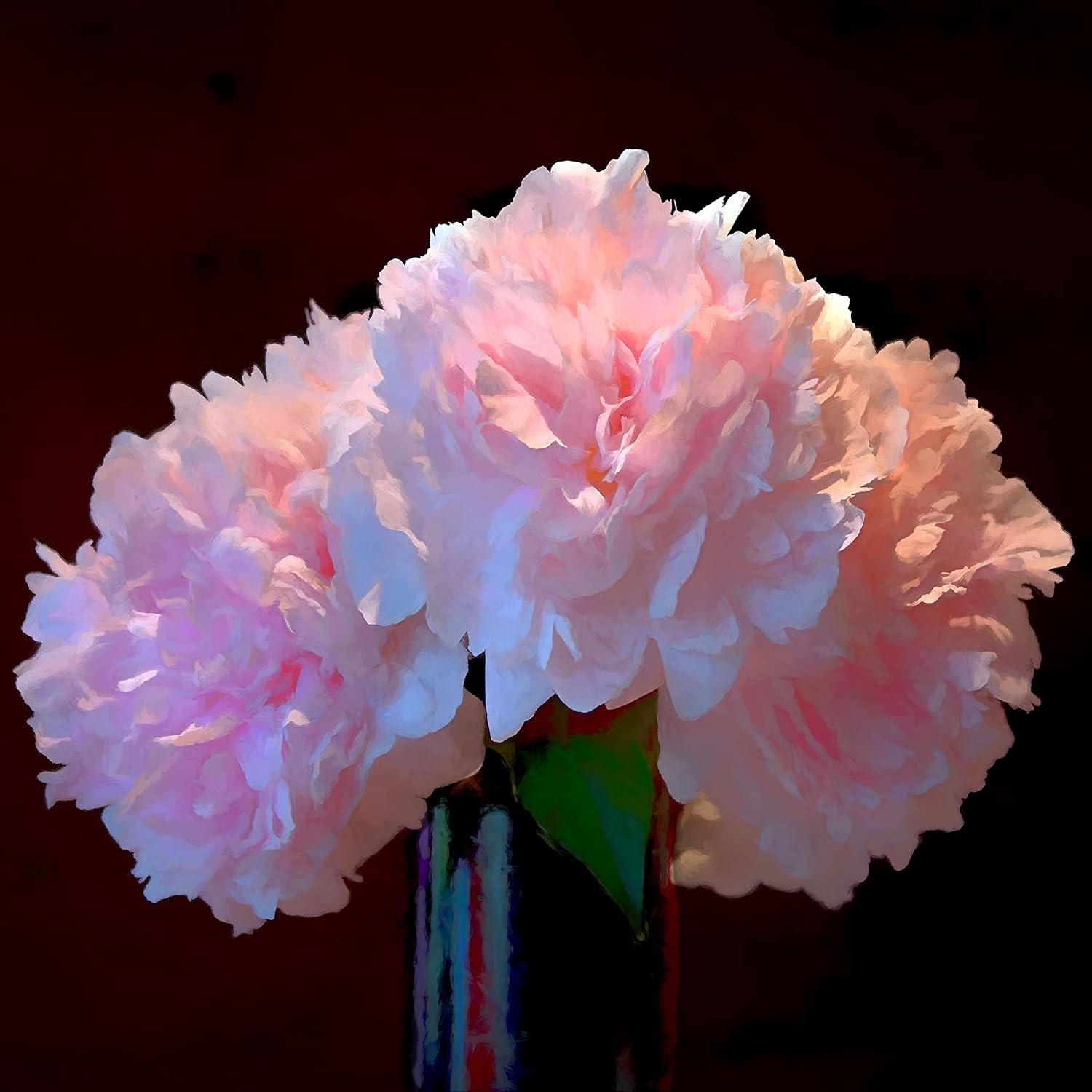 image:imageArmen Living Pink Peonies Square Wrapped Canvas Wall Art Print 16 x 168x8