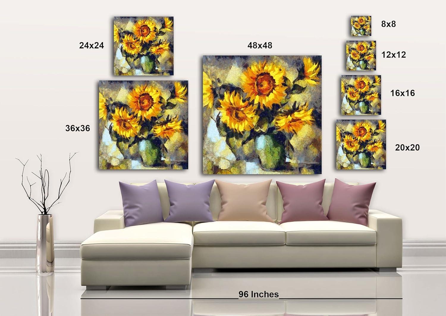 image:imageArmen Living Potted Sunflowers 169 Square Wrapped Canvas Wall Art Print 36 x 368x8