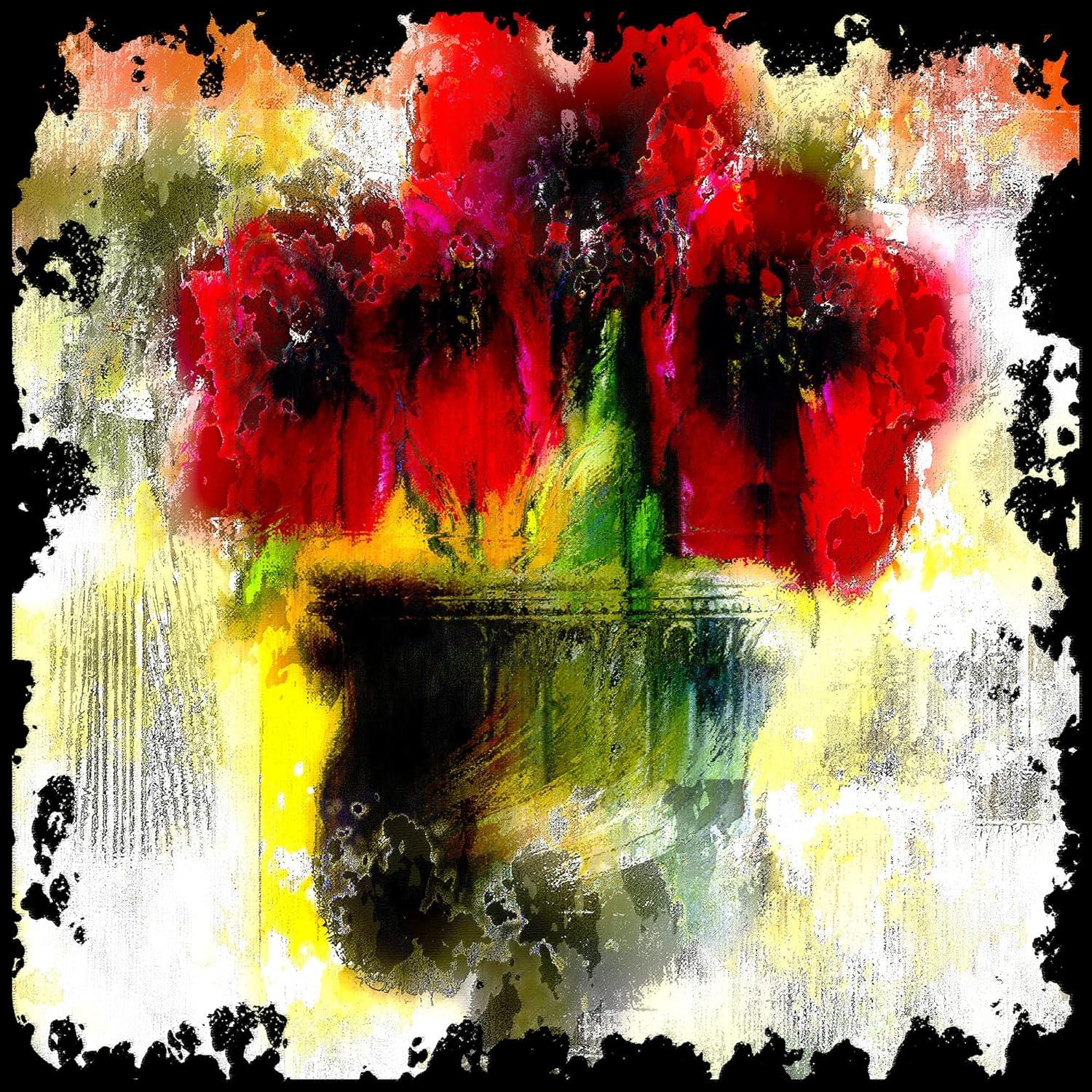 image:imageArmen Living Red Poppy Bouquet I Square Wrapped Canvas Wall Art Print 24 x 2416x16
