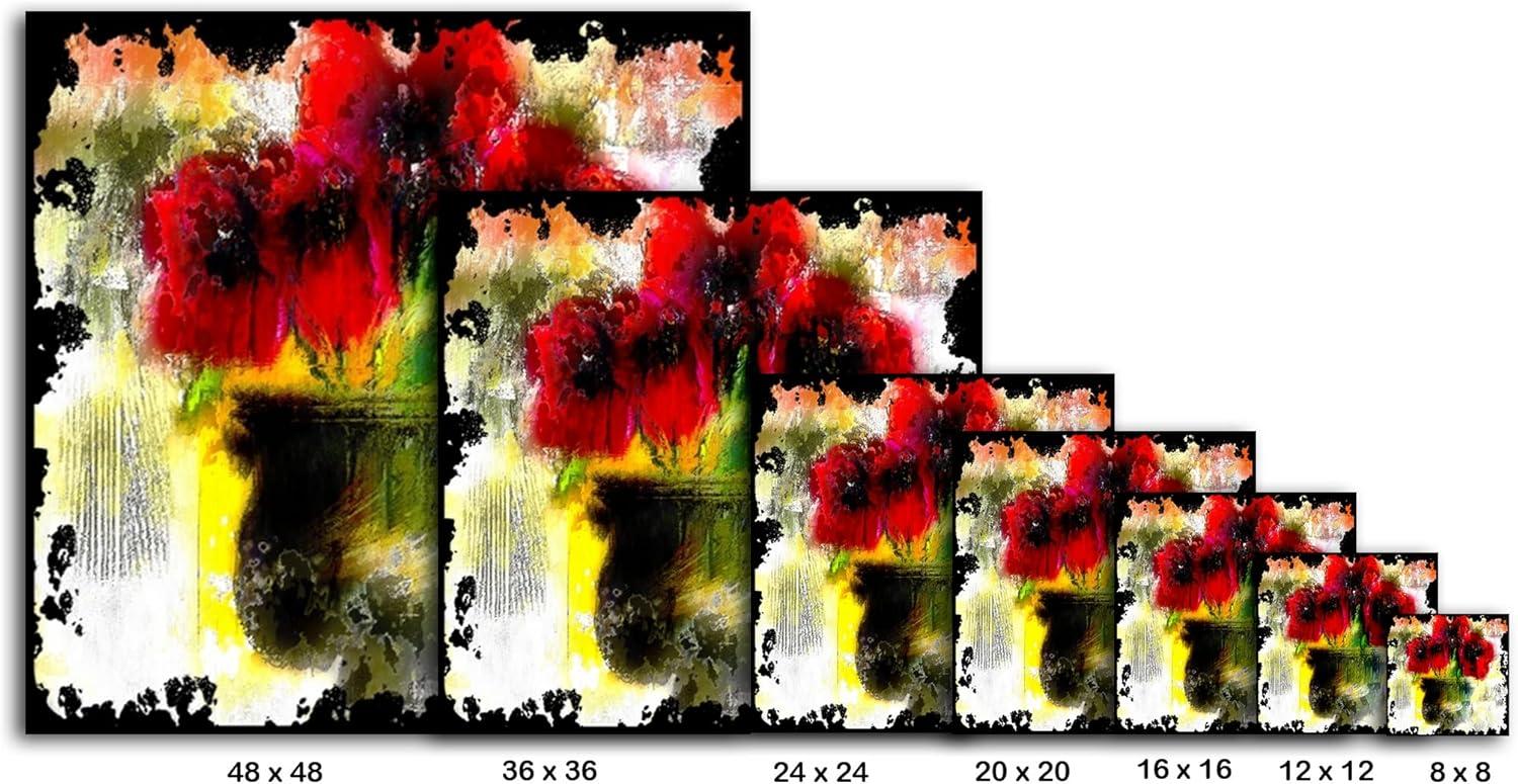image:imageArmen Living Red Poppy Bouquet I Square Wrapped Canvas Wall Art Print 24 x 2448x48