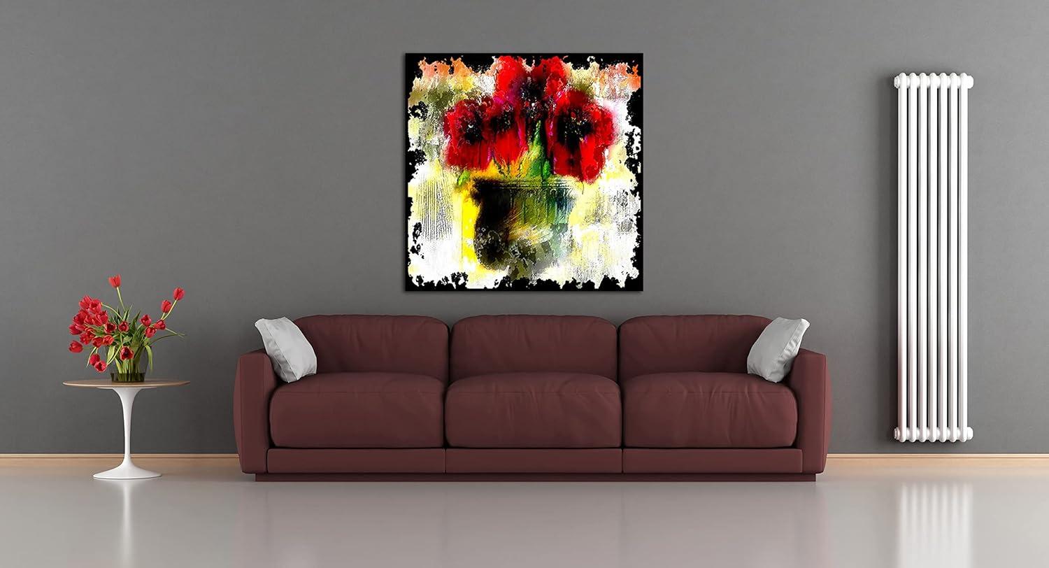 image:imageArmen Living Red Poppy Bouquet I Square Wrapped Canvas Wall Art Print 24 x 2448x48