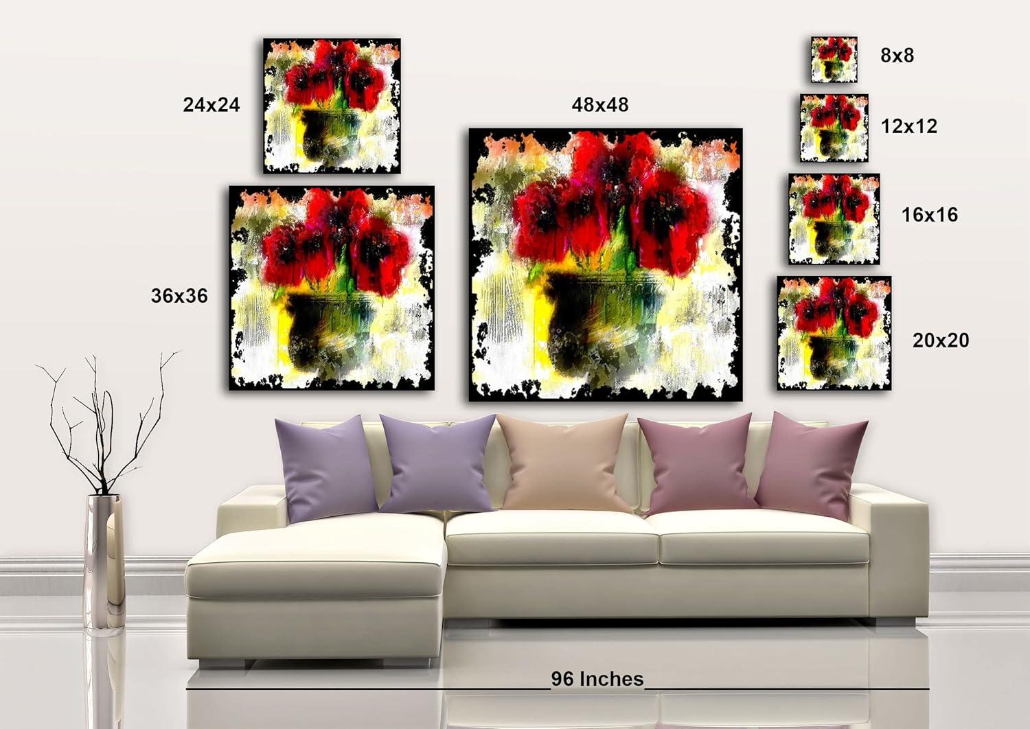 image:imageArmen Living Red Poppy Bouquet I Square Wrapped Canvas Wall Art Print 24 x 2448x48