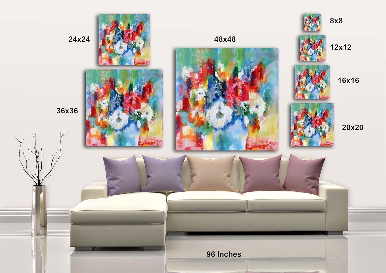 image:imageArmen Living Shear Flowers In A Blue Vase 210 Square Wrapped Canvas Wall Art Print 12 x 1224L x 24W