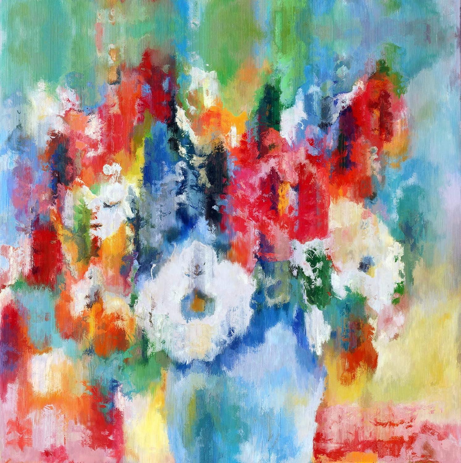 image:imageArmen Living Shear Flowers In A Blue Vase 210 Square Wrapped Canvas Wall Art Print 12 x 1248L x 48W