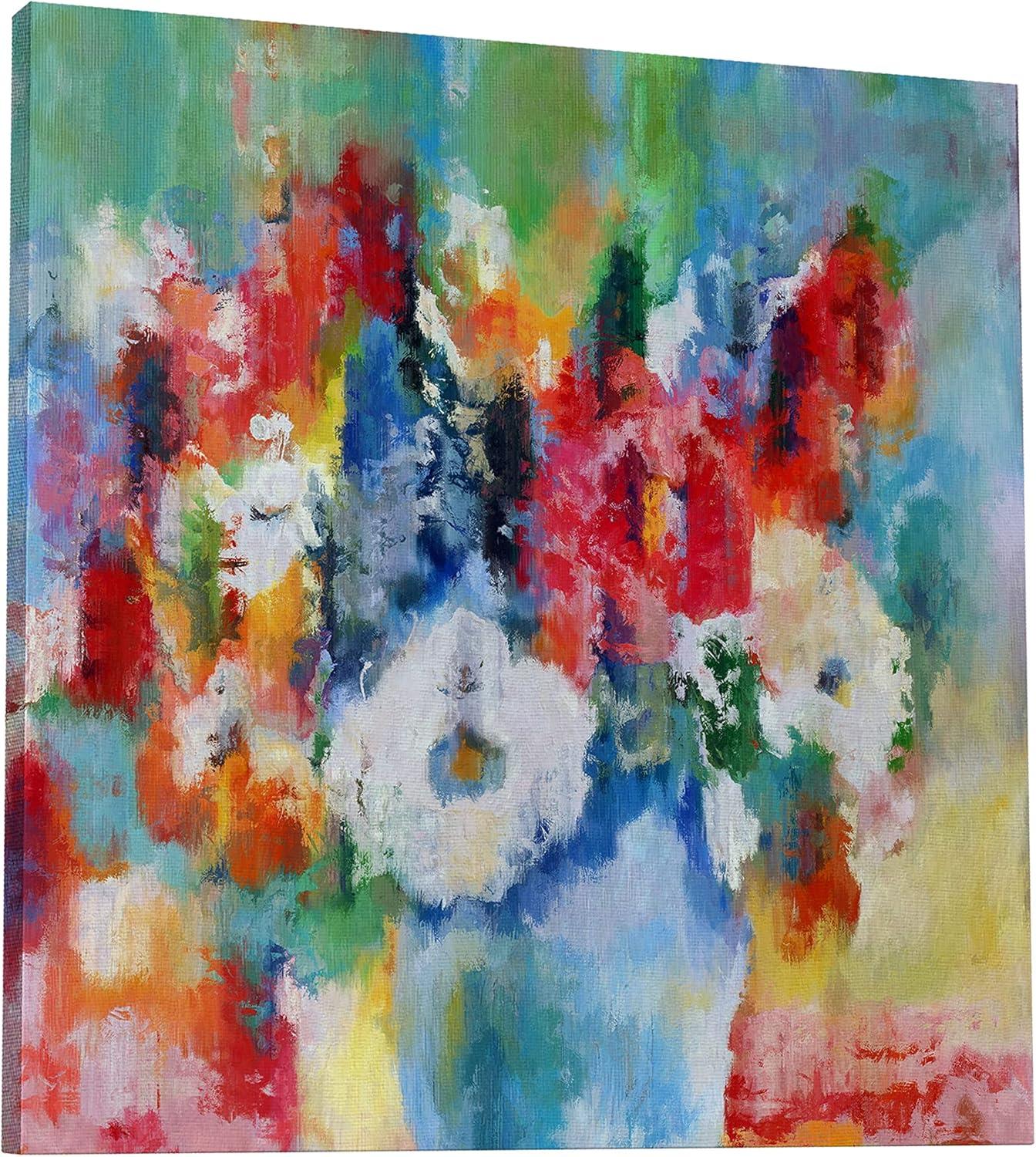image:imageArmen Living Shear Flowers In A Blue Vase 210 Square Wrapped Canvas Wall Art Print 12 x 128L x 8W