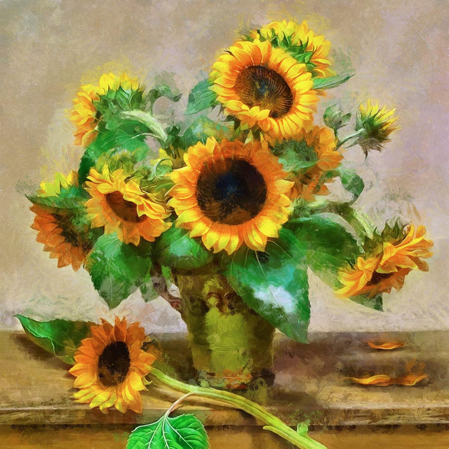 image:imageArmen Living Vintage Sunflowers Square Wrapped Canvas Wall Art Print 20 x 20