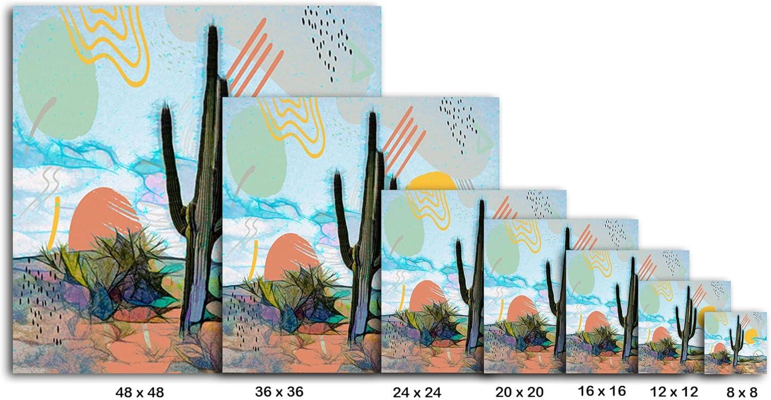image:imageArmen Living Watercolor Cactus 526 Square Wrapped Canvas Wall Art Print 12 x 1236 x 36