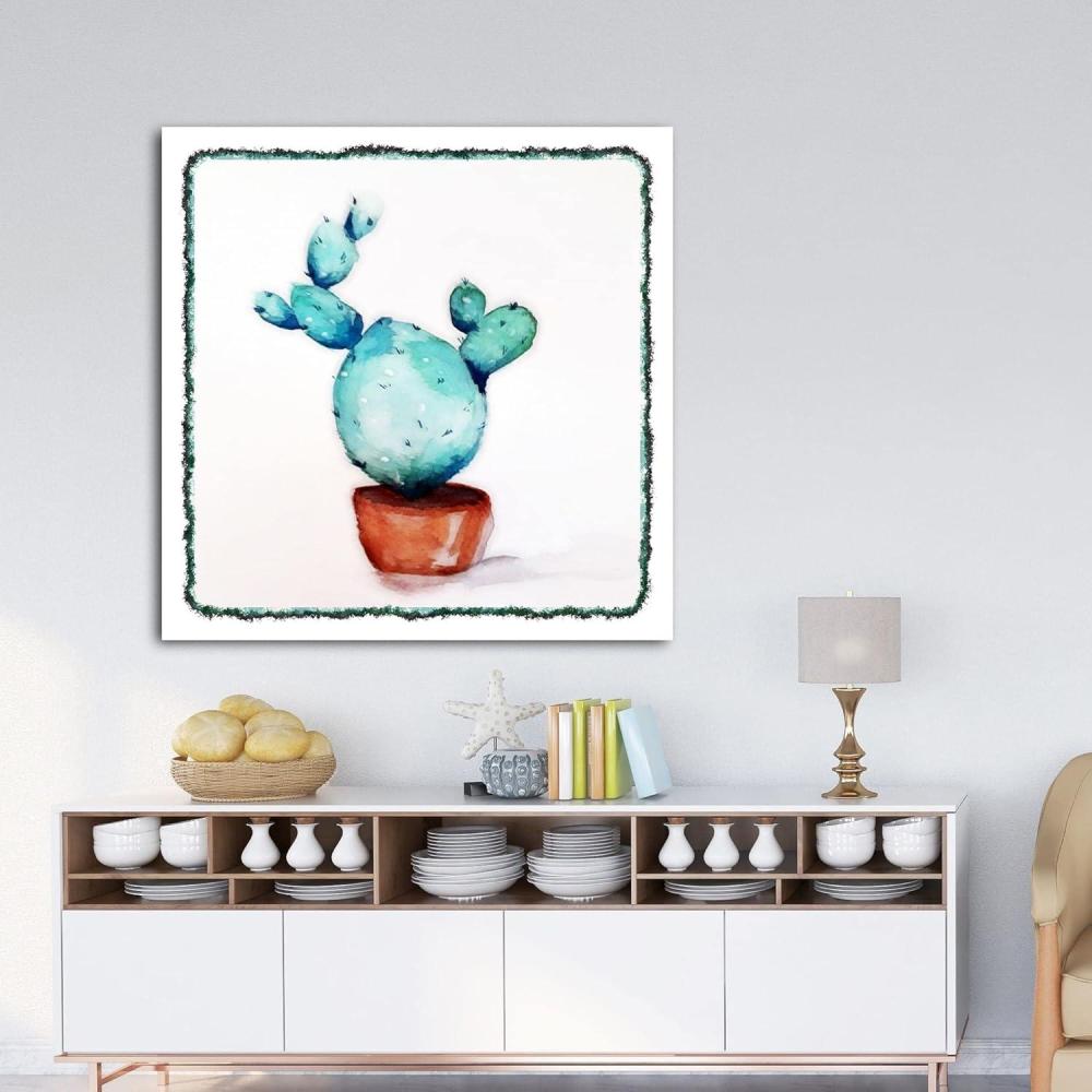 image:imageArmen Living Cactus Flowers 461  Square Wrapped Canvas Wall Art Print 48 x 4836 x 36