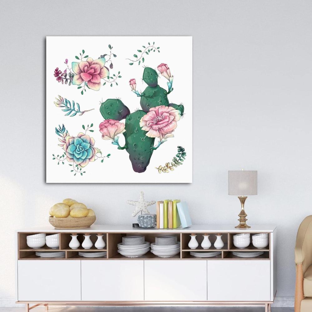 image:imageArmen Living Cactus Succulents 650  Square Wrapped Canvas Wall Art Print 12 x 1236 x 36