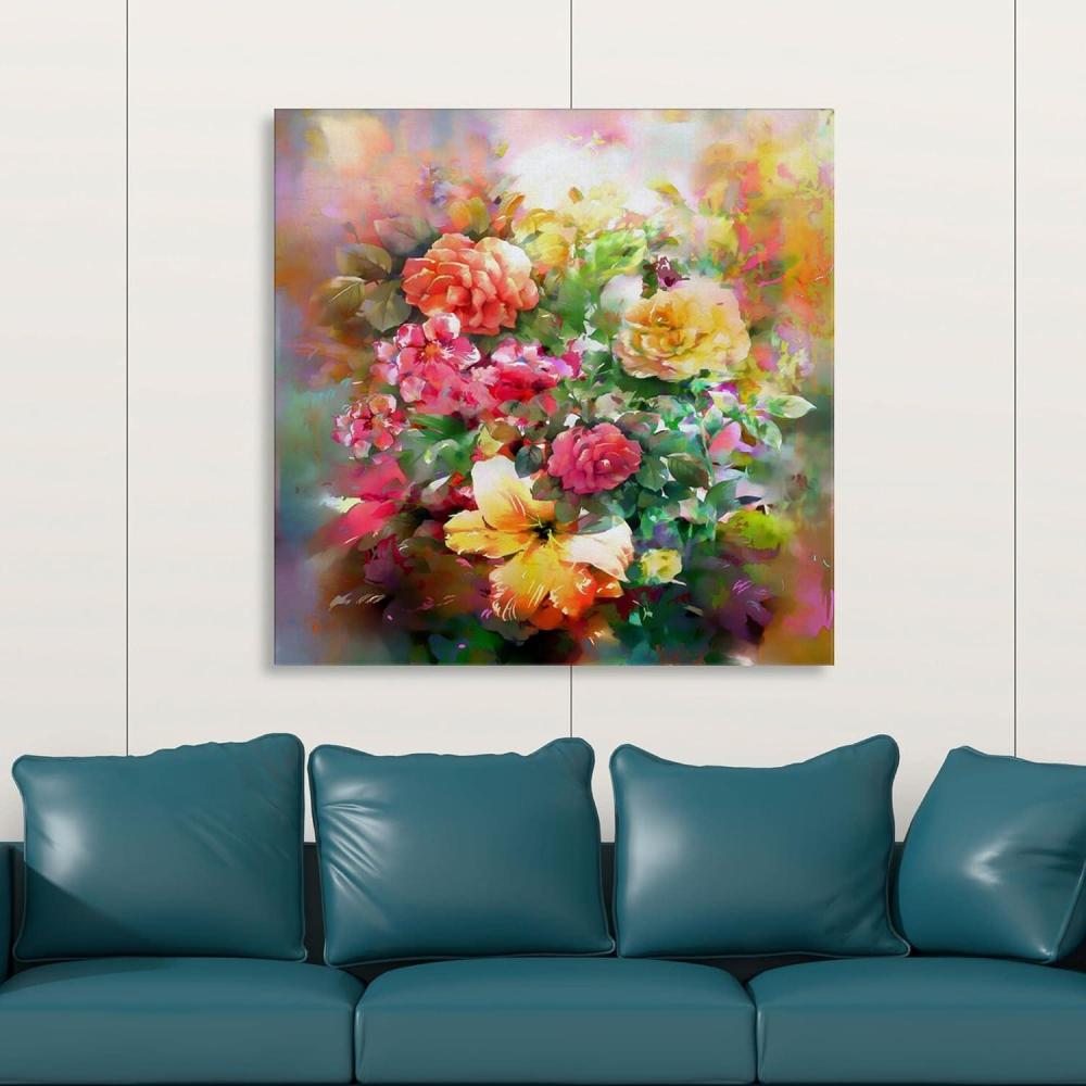image:imageArmen Living Colorful Mixed Bouquet I Square Wrapped Canvas Wall Art Print 36 x 368x8