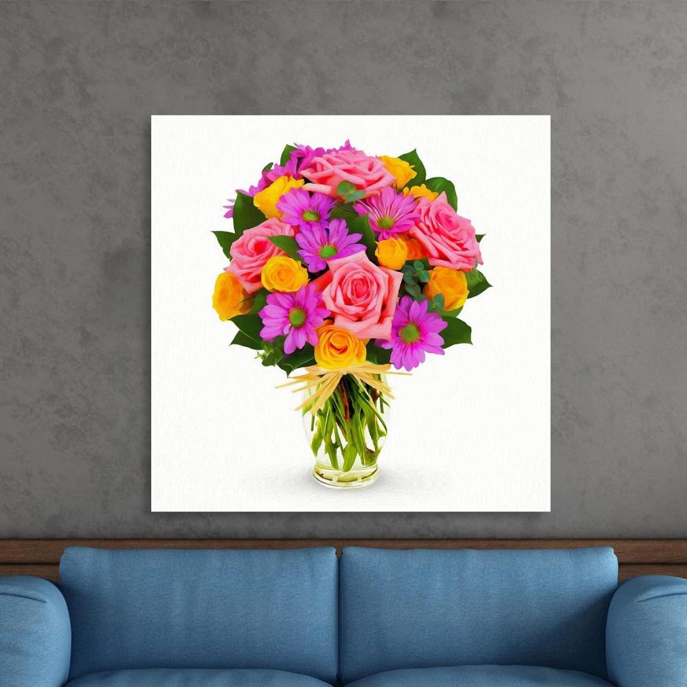 image:imageArmen Living Festive Bouquet I  Square Wrapped Canvas Wall Art Print 36 x 3648x48