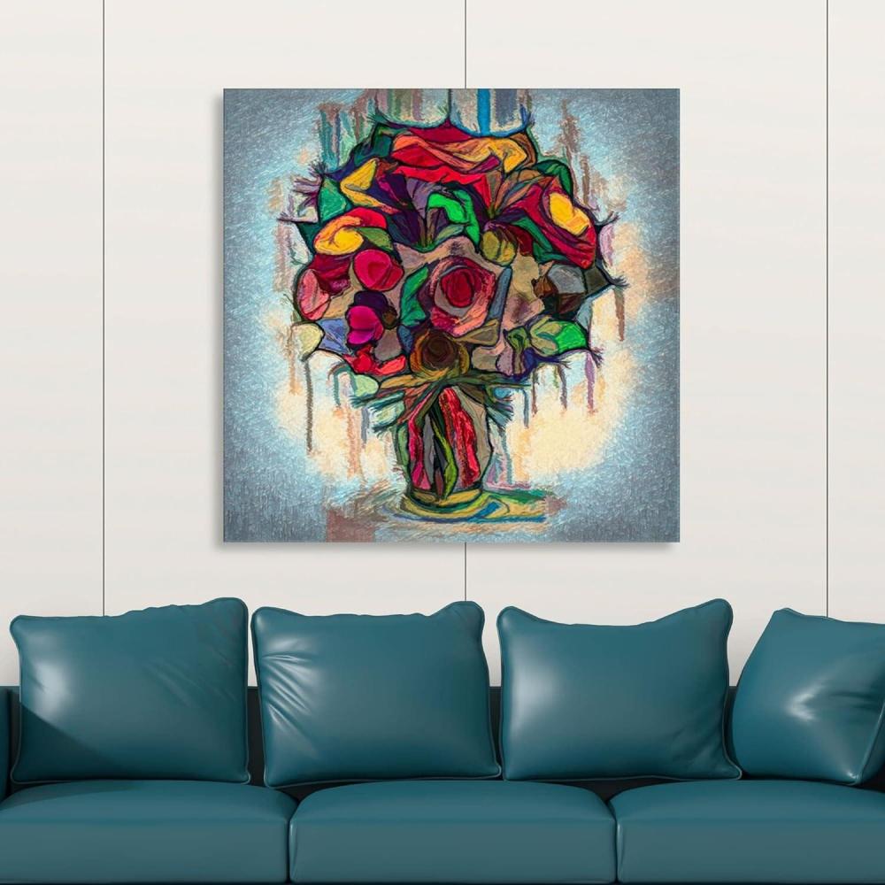image:imageArmen Living Festive Bouquet V Square Wrapped Canvas Wall Art Print 20 x 208x8
