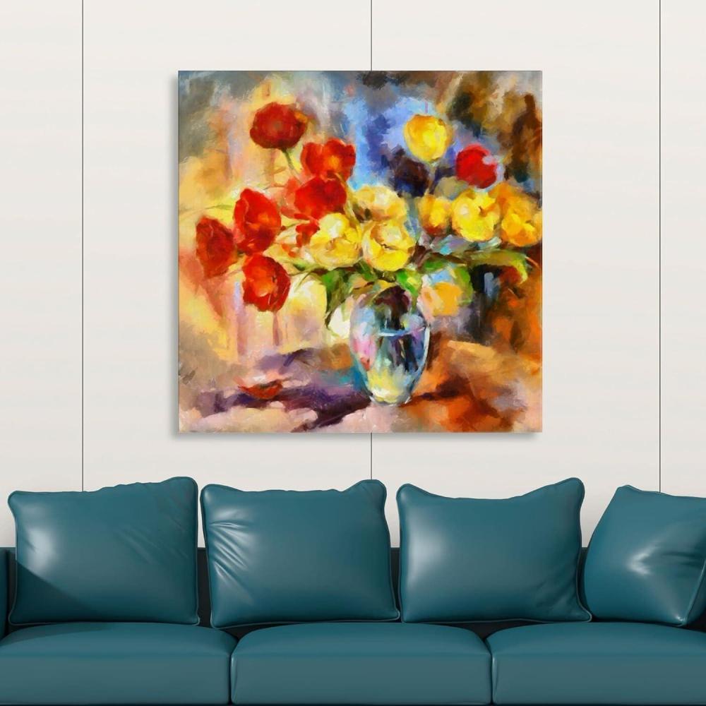 image:imageArmen Living Poppy Bouquet 422 Square Wrapped Canvas Wall Art Print 20 x 20