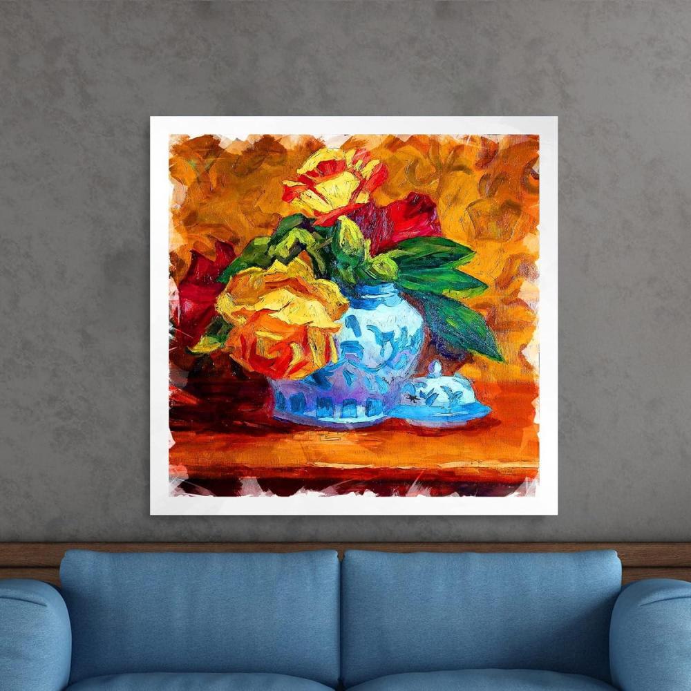 image:imageArmen Living Pot of Roses Square Wrapped Canvas Wall Art Print 8 x 836x36
