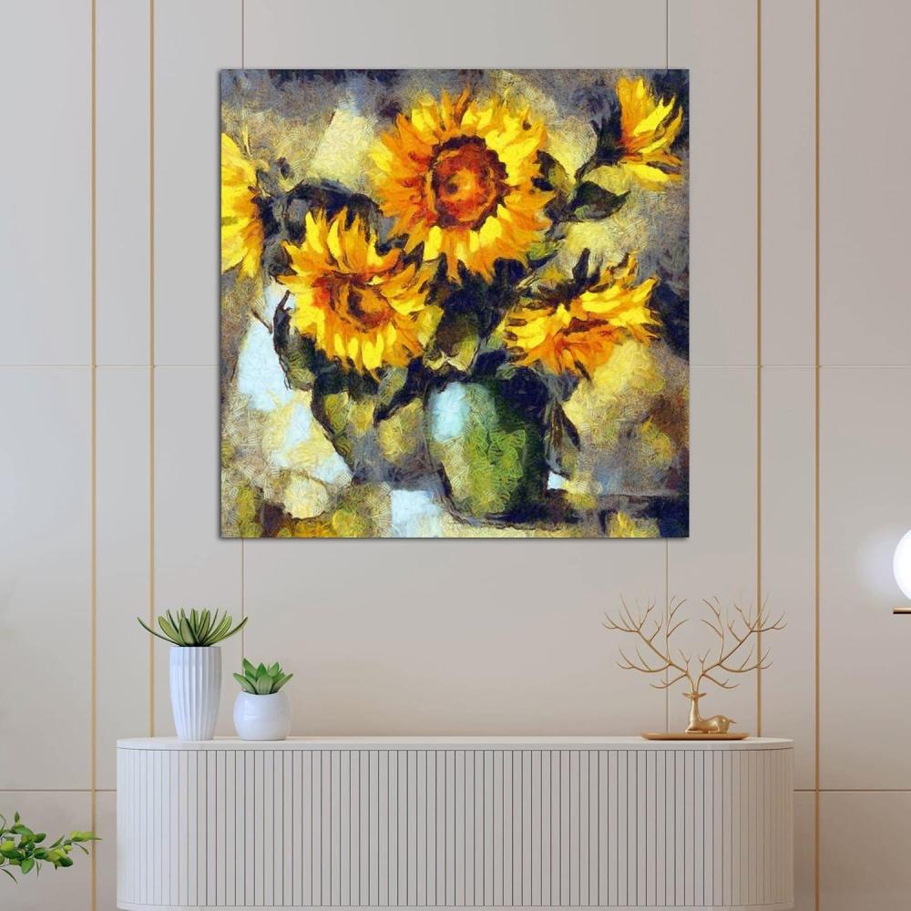 image:imageArmen Living Potted Sunflowers 169 Square Wrapped Canvas Wall Art Print 36 x 3612x12