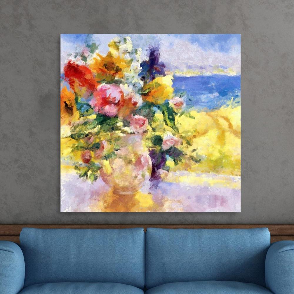 image:imageArmen Living Seaside Blooms I  Square Wrapped Canvas Wall Art Print 8 x 836x36