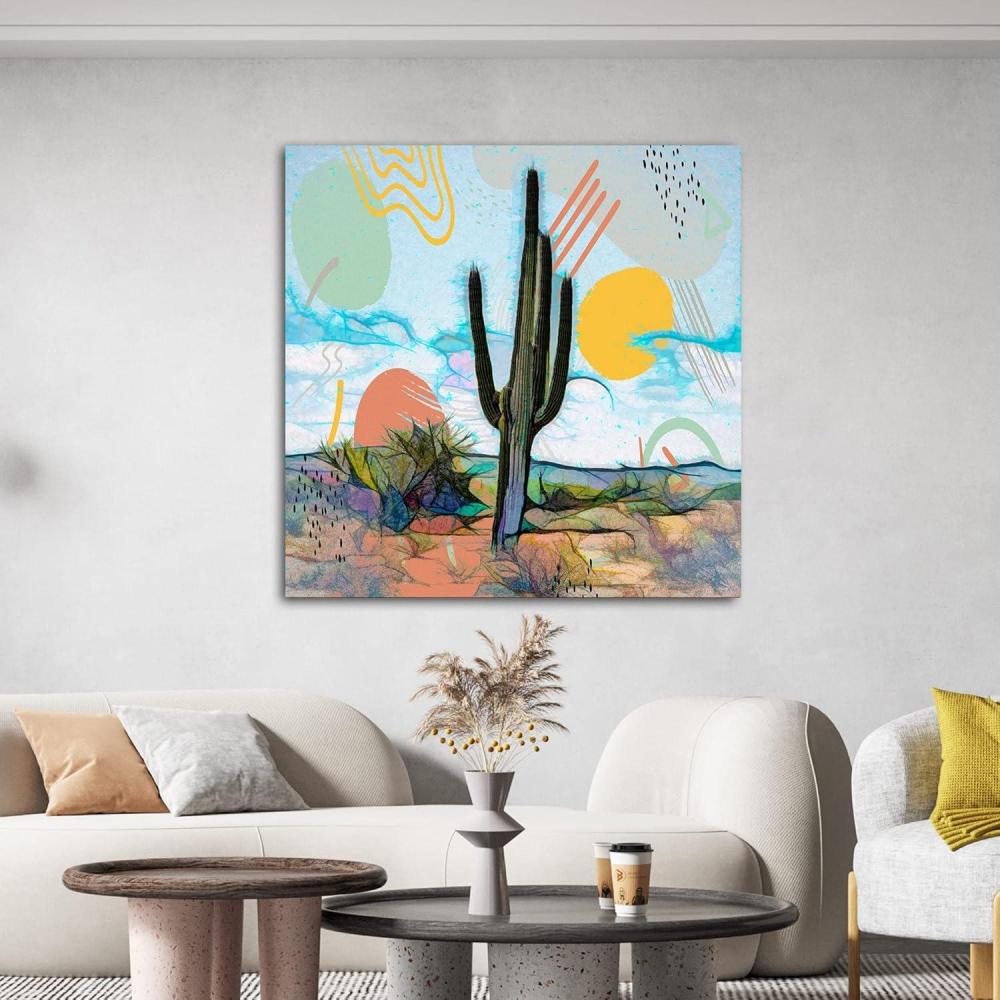 image:imageArmen Living Watercolor Cactus 526  Square Wrapped Canvas Wall Art Print 12 x 1236 x 36