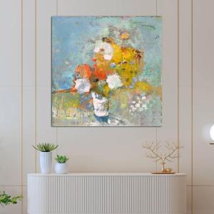 Armen Living Colorful Bouquet II – Square Wrapped Canvas Wall Art Print 36 x 36(8×8)