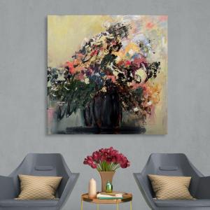 Armen Living Colorful Bouquets V – Square Wrapped Canvas Wall Art Print 12 x 12(36×36)