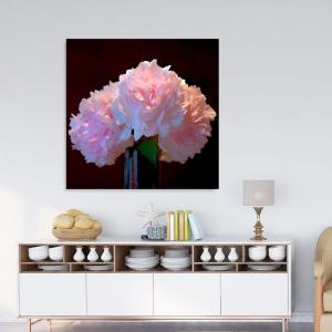 Armen Living Pink Peonies – Square Wrapped Canvas Wall Art Print 16 x 16(36×36)