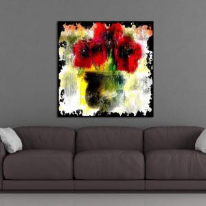 Armen Living Red Poppy Bouquet I – Square Wrapped Canvas Wall Art Print 24 x 24(24×24)