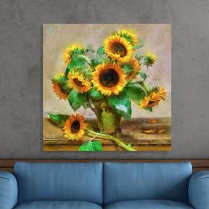 Armen Living Vintage Sunflowers – Square Wrapped Canvas Wall Art Print 12 x 12(36×36)