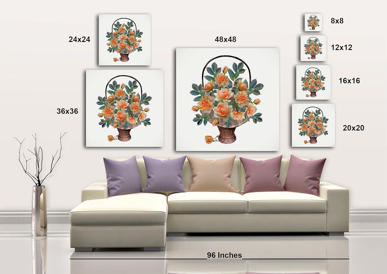 image:imageArmen Living Basket of Roses I Square Wrapped Canvas Wall Art Print 48 x 488x8