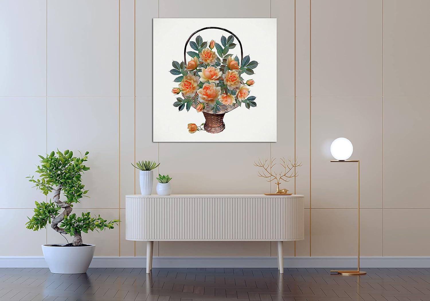 image:imageArmen Living Basket of Roses I Square Wrapped Canvas Wall Art Print 48 x 488x8