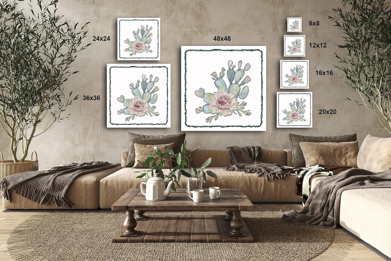 image:imageArmen Living Cactus 536 Square Wrapped Canvas Wall Art Print 36 x 3624 x 24