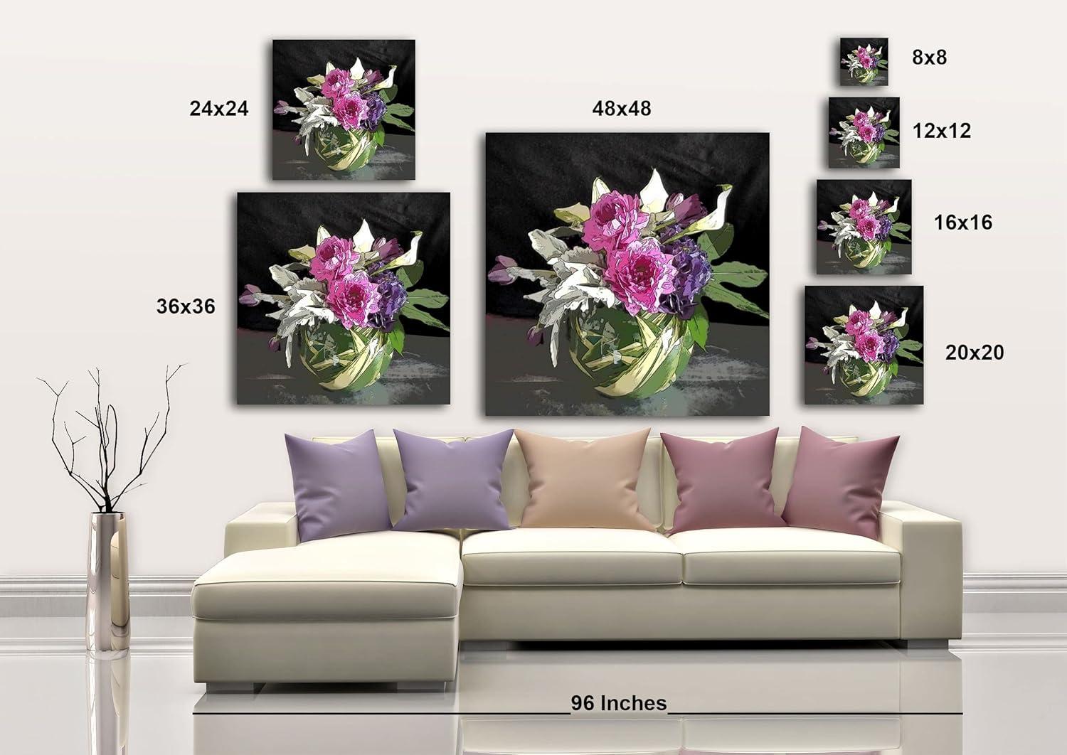 image:imageArmen Living Floral 80 Square Wrapped Canvas Wall Art Print 8 x 812x12