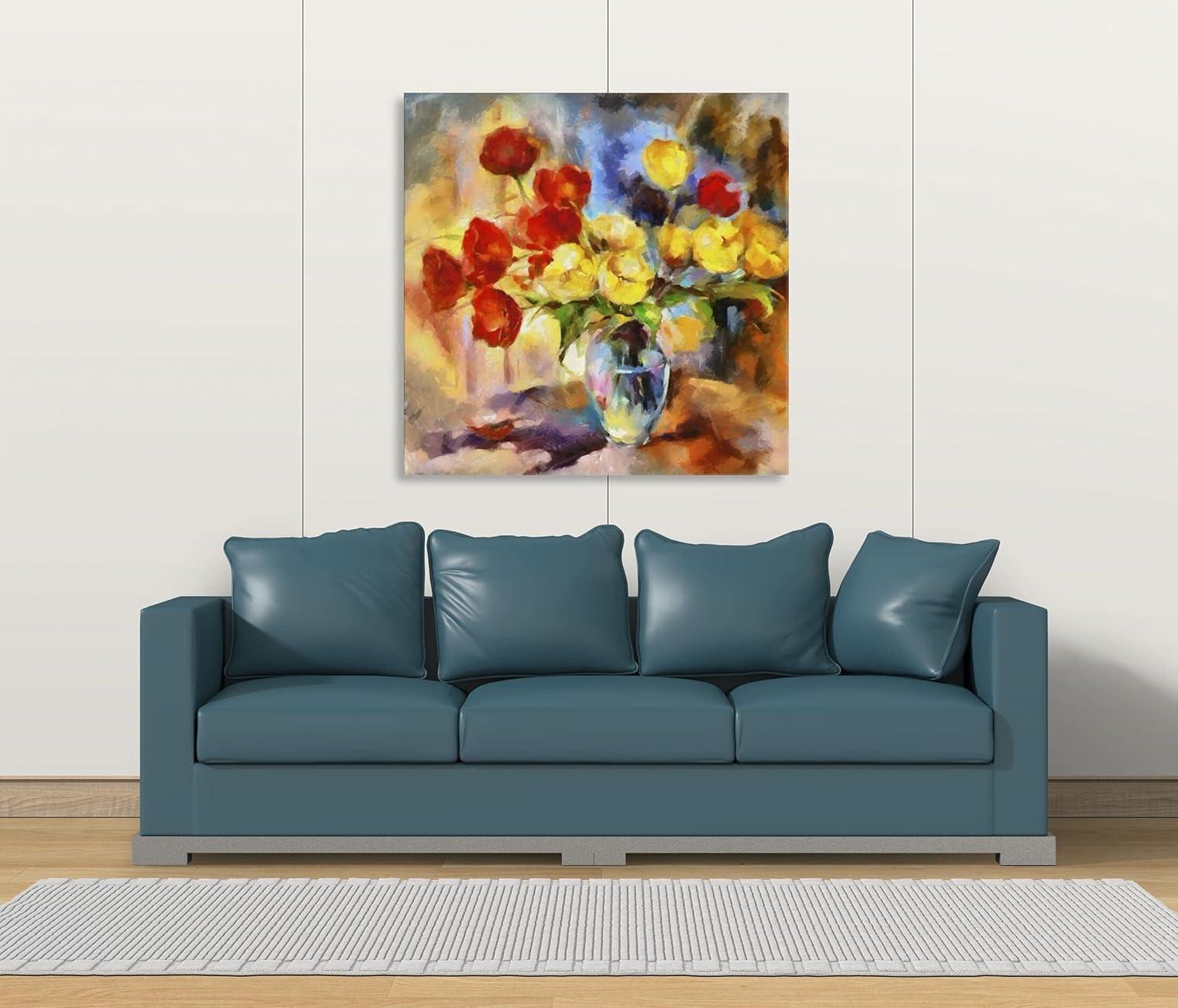 image:imageArmen Living Poppy Bouquet 422 Square Wrapped Canvas Wall Art Print 8 x 8