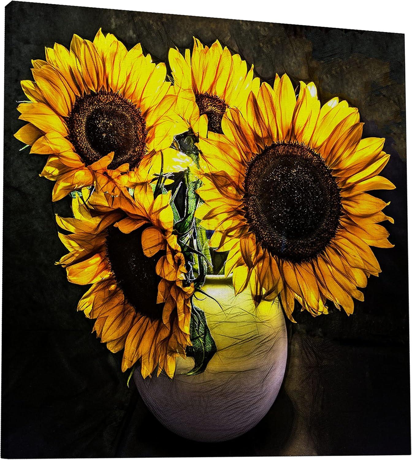 image:imageArmen Living Sunflower Glow I Square Wrapped Canvas Wall Art Print 24 x 2436x36