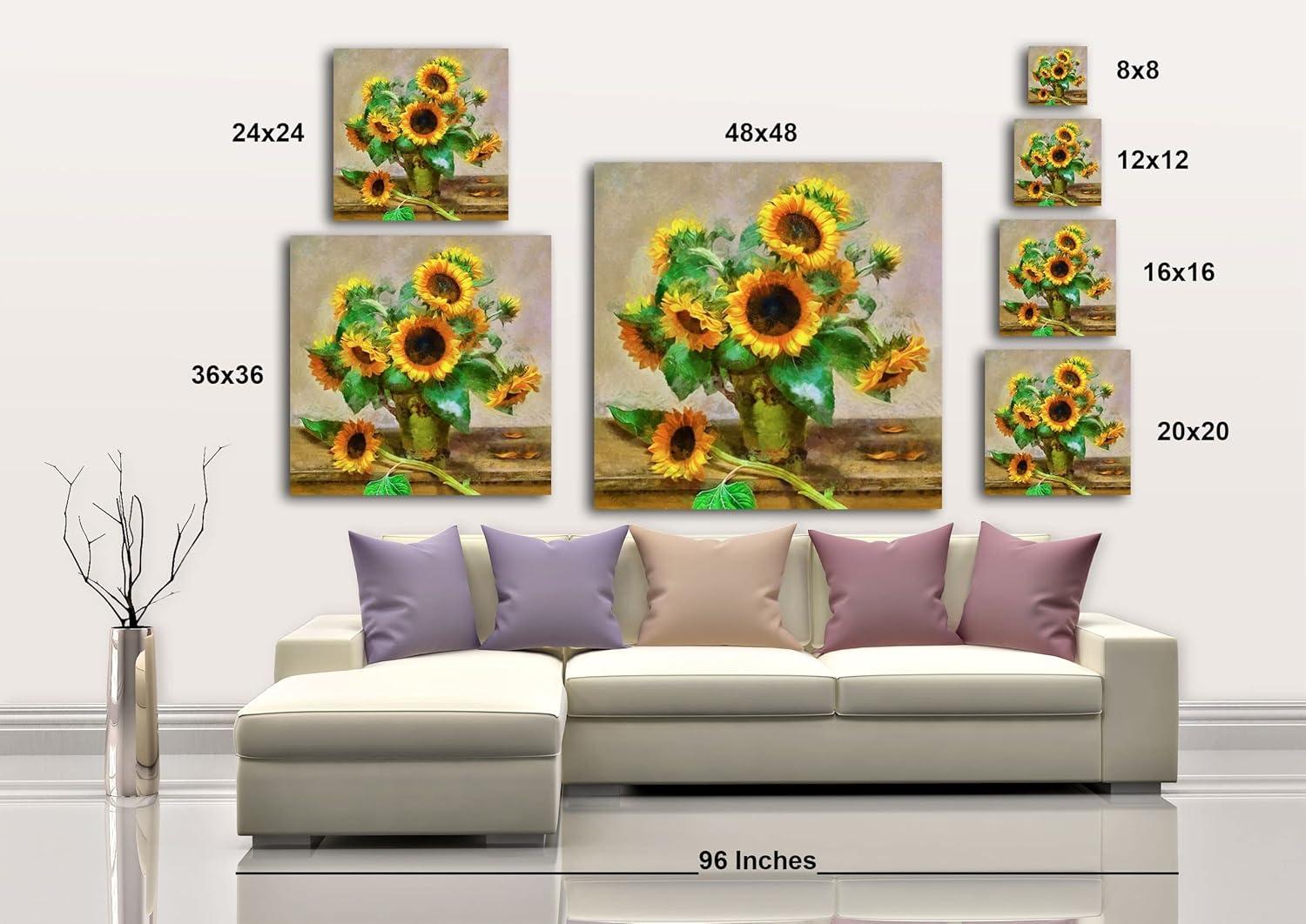 image:imageArmen Living Vintage Sunflowers Square Wrapped Canvas Wall Art Print 24 x 24