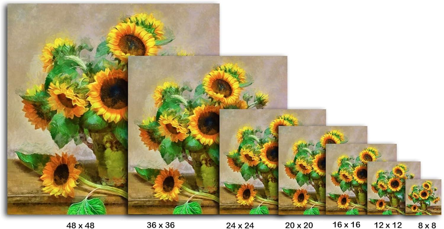 image:imageArmen Living Vintage Sunflowers Square Wrapped Canvas Wall Art Print 24 x 24