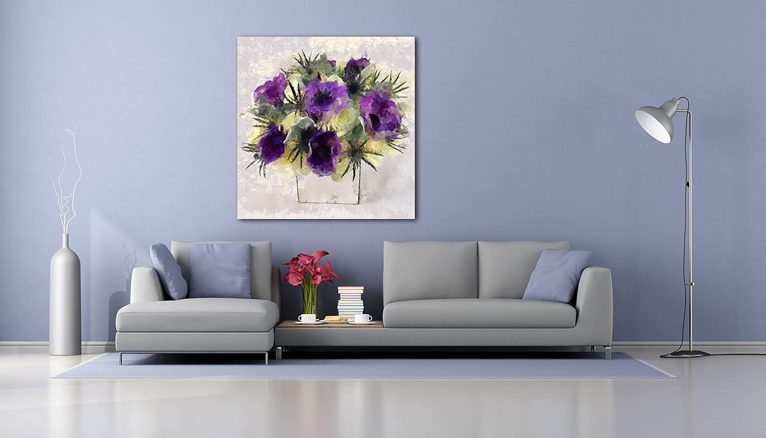 image:imageArmen Living Violet Arrangement I Square Wrapped Canvas Wall Art Print 12 x 1216x16