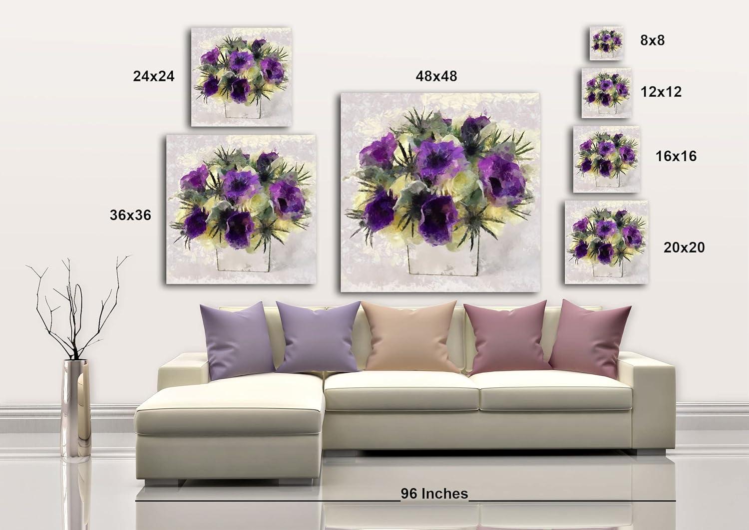 image:imageArmen Living Violet Arrangement I Square Wrapped Canvas Wall Art Print 48 x 48