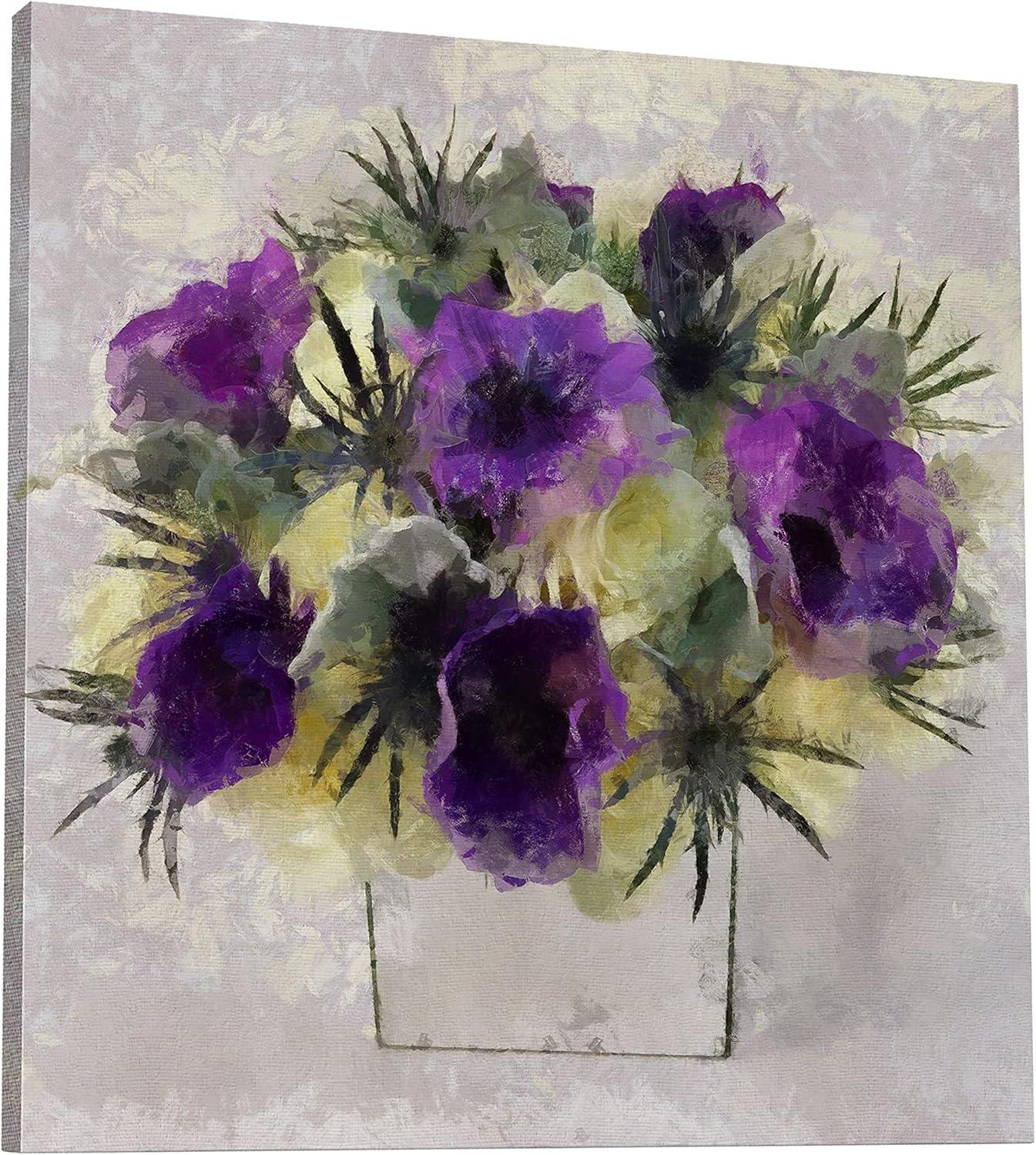 image:imageArmen Living Violet Arrangement I Square Wrapped Canvas Wall Art Print 48 x 48