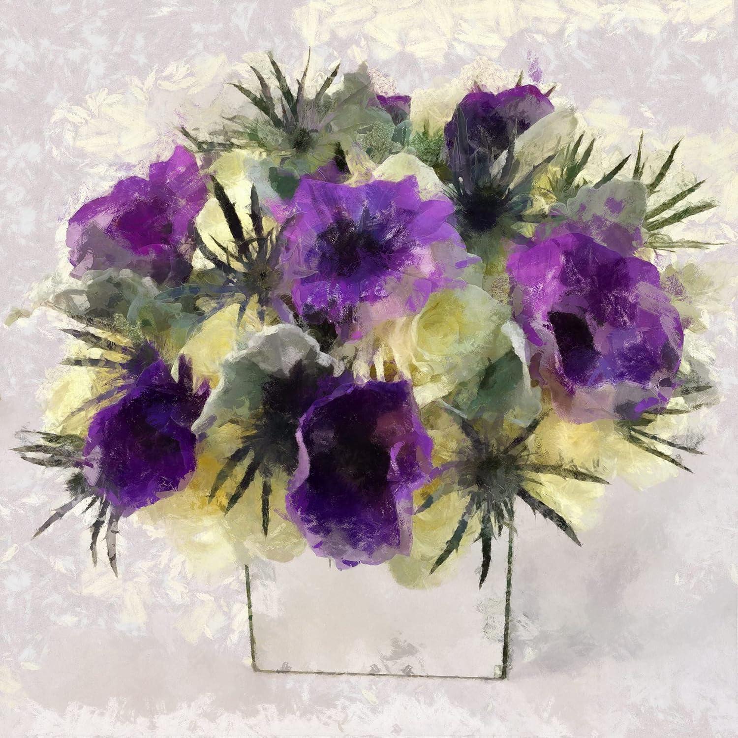 image:imageArmen Living Violet Arrangement I Square Wrapped Canvas Wall Art Print 48 x 48