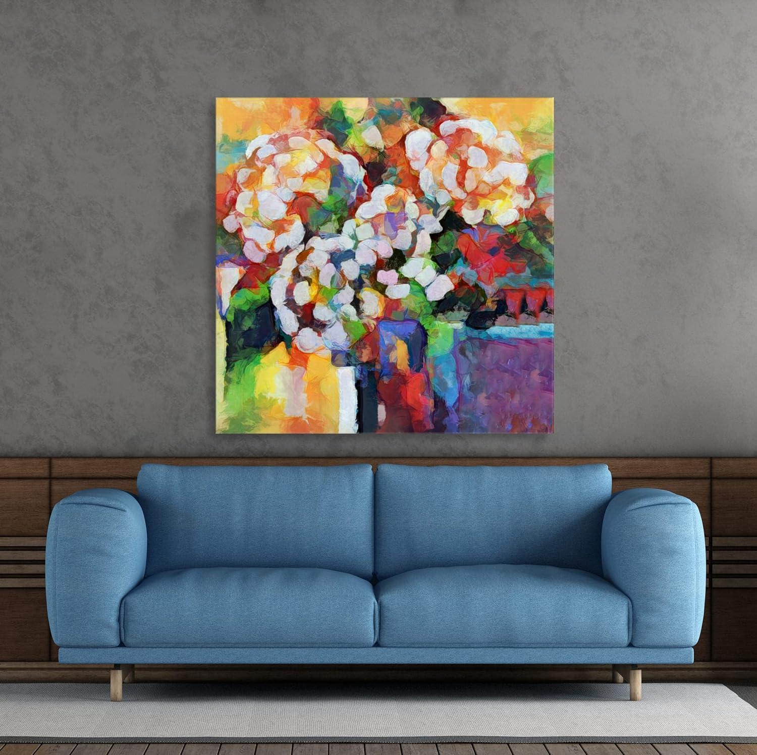 image:imageArmen Living White Hydrangea 295 Square Wrapped Canvas Wall Art Print 36 x 3616x16