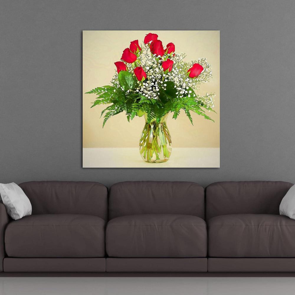 image:imageArmen Living Lovely Red Roses Square Wrapped Canvas Wall Art Print 8 x 88x8