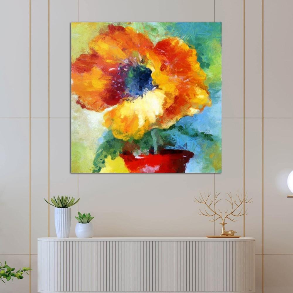 image:imageArmen Living Potted Flowers 204 Square Wrapped Canvas Wall Art Print 16 x 1616x16